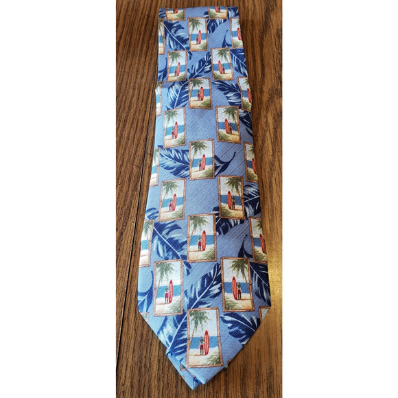 Tropicals By Tango Men's Blur Silk Beach Palm Trees Summer Waves Necktie Tie - Picture 1 of 7